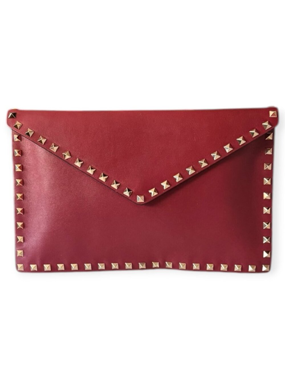 Valentino Garavani Rockstud Envelope Clutch | Red Leather - Picture 2 of 7